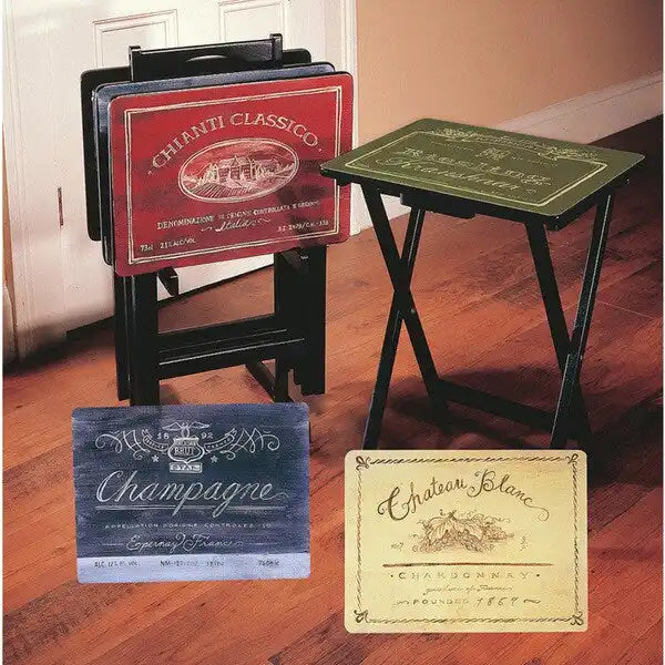 Wooden Set of 4 TV Tray Tables With Stand