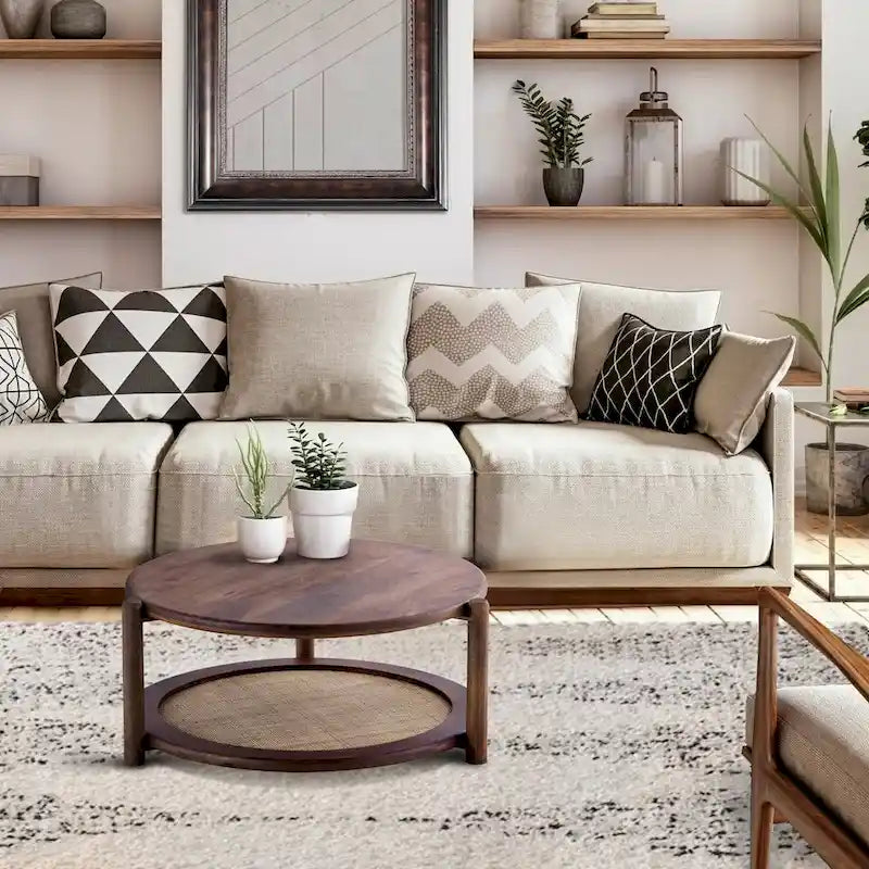 GARAM Walnut and Cane Coffee Table