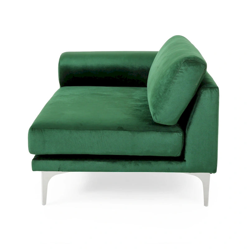 Emerald 111 Modern Velvet 4-Seat Sofa with Metal Legs and Solid Frame