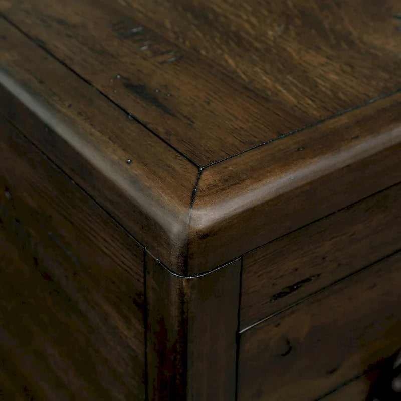 Solid Wood End Table, Rectangle 23.6 inch Narrow Side Table with Drawer, Vintage Bedside Table Nightstand for Small Spaces