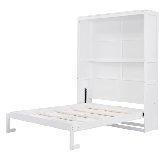 Queen Size Murphy Bed Wall Bed with Shelves