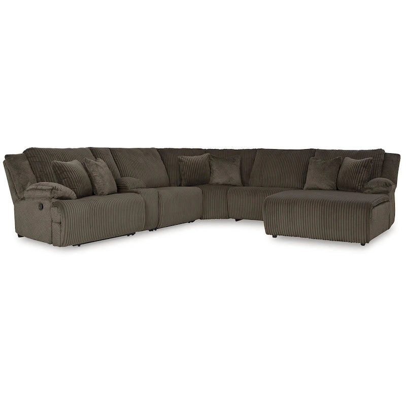 Signature Design by Ashley Top Tier Brown 6-Piece Reclining Sectional with Chaise - 147W x 134D x 41H