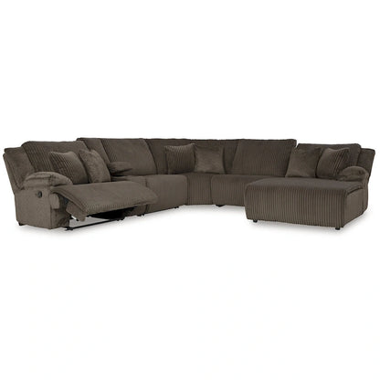 Signature Design by Ashley Top Tier Brown 6-Piece Reclining Sectional with Chaise - 147W x 134D x 41H