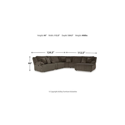 Signature Design by Ashley Top Tier Brown 6-Piece Reclining Sectional with Chaise - 147W x 134D x 41H