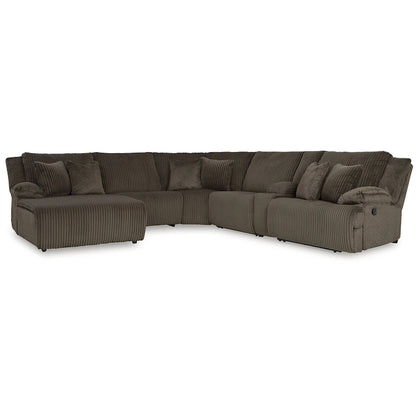 Signature Design by Ashley Top Tier Brown 6-Piece Reclining Sectional with Chaise - 147W x 134D x 41H