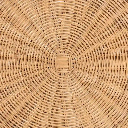 Avalon Scallop Natural Rattan Side Table - Handwoven Wicker Table with Skirted Base, Coastal Style for Living Room or Hallway