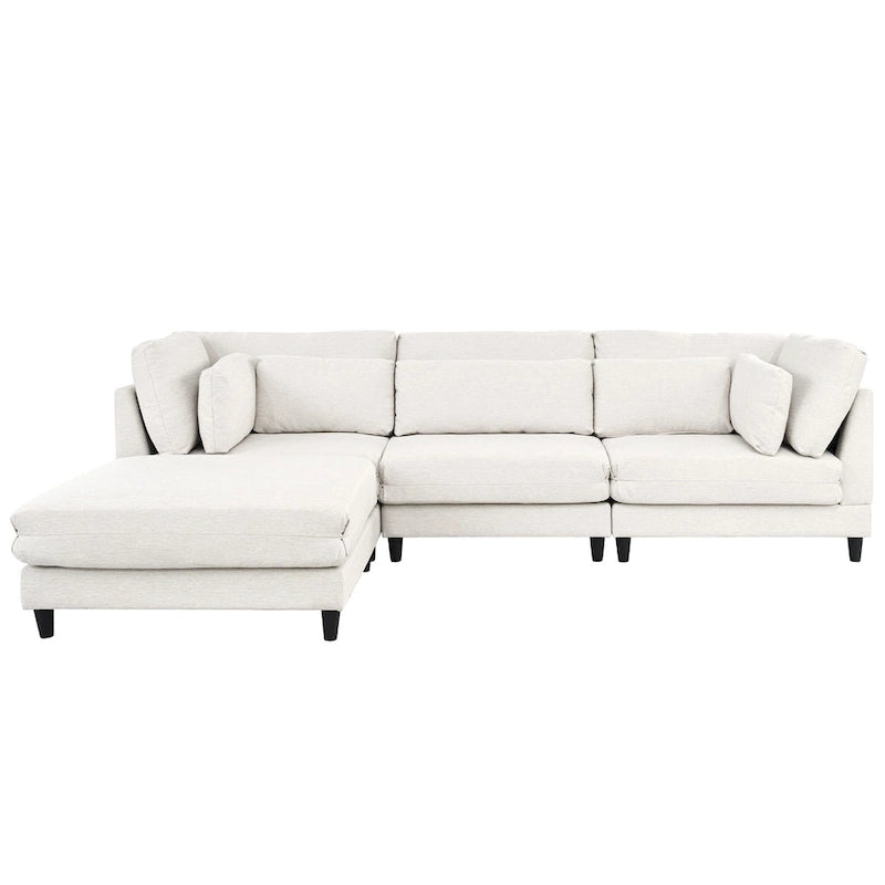 Contemporary Modular Sectional Sofa with Movable Ottoman and 5 Pillows