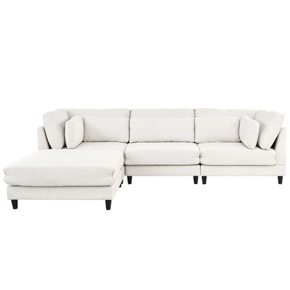 Contemporary Modular Sectional Sofa with Movable Ottoman and 5 Pillows