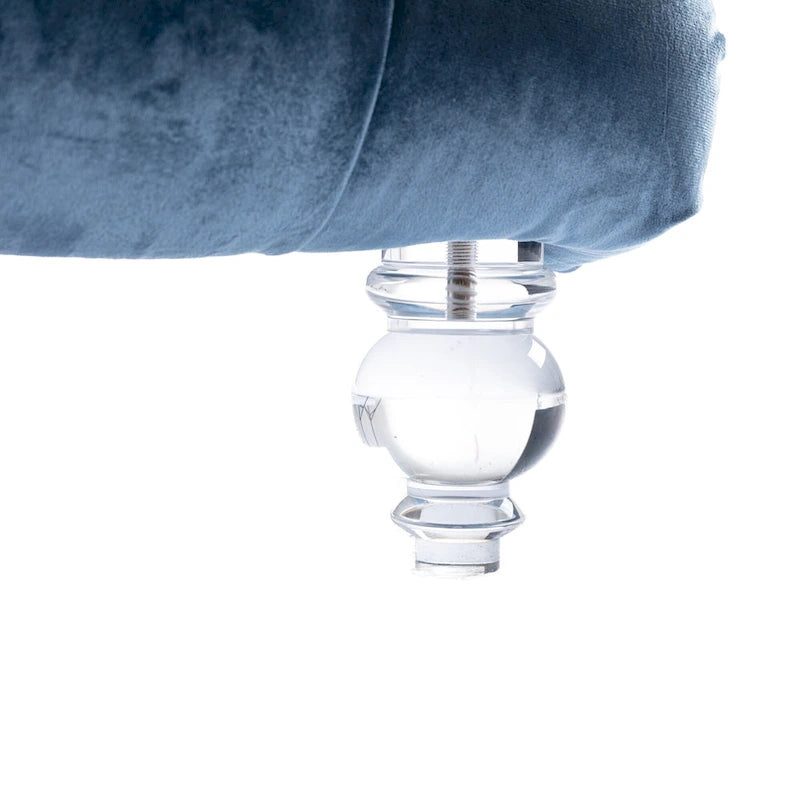 Velvet Tufted Chaise Lounge Chair Ergonomic S Shape Recliner with Pillow, Nailhead Trim and Acrylic Legs for Indoor Use