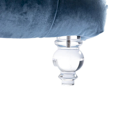 Velvet Tufted Chaise Lounge Chair Ergonomic S Shape Recliner with Pillow, Nailhead Trim and Acrylic Legs for Indoor Use