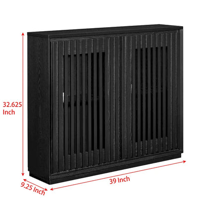 Modern Fluted Hollowed Out Sideboard Cabinet with 2 Outlet Holes, Buffet Cabinet with Storage, Storage Cabinet for Living Room