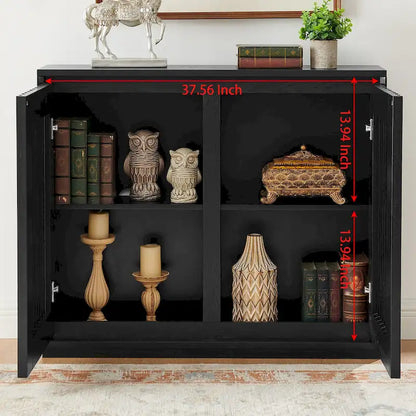 Modern Fluted Hollowed Out Sideboard Cabinet with 2 Outlet Holes, Buffet Cabinet with Storage, Storage Cabinet for Living Room