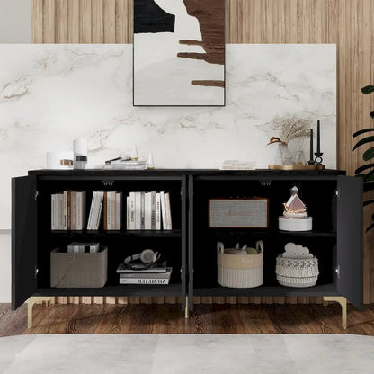 60 Press-to-Open Design Sideboard Buffet Cabinet with 4 Doors