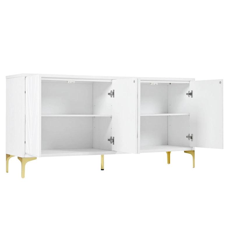 60 Press-to-Open Design Sideboard Buffet Cabinet with 4 Doors