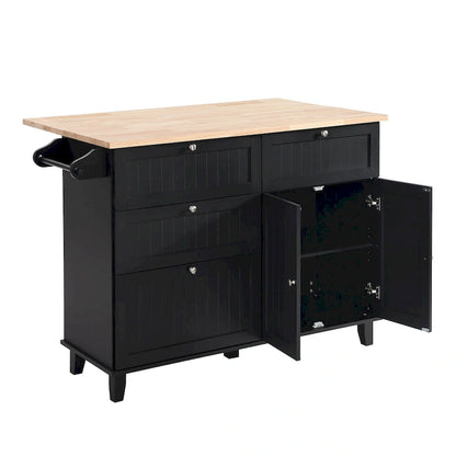 Topmax Farmhouse Kitchen Island Set With Drop Leaf And 2 Seatings