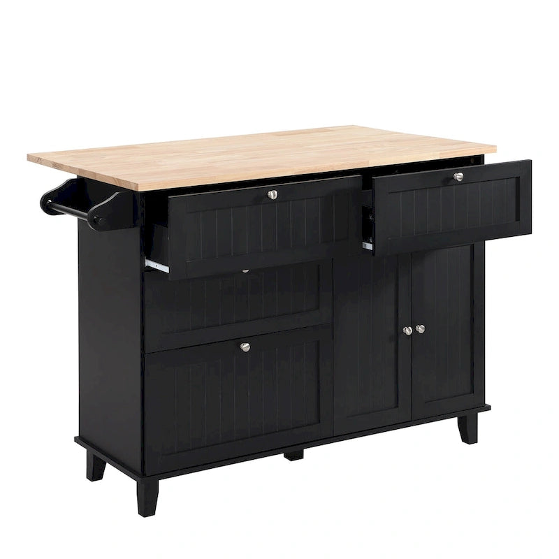 Topmax Farmhouse Kitchen Island Set With Drop Leaf And 2 Seatings