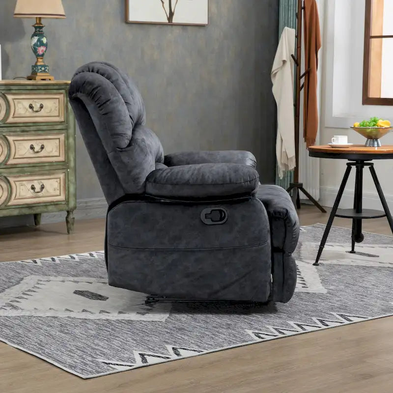 Oversized Manual Recliner Upholstered Fabric Lounge Chair Adjustable Living Room Single Sofa with Side Lever Control