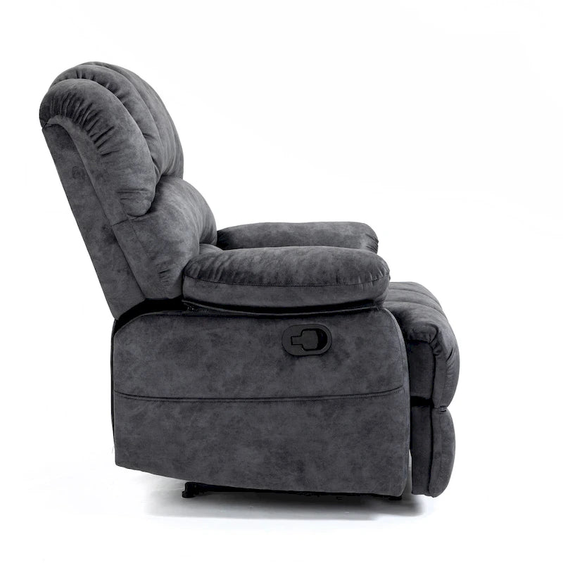 Oversized Manual Recliner Upholstered Fabric Lounge Chair Adjustable Living Room Single Sofa with Side Lever Control