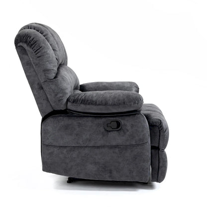 Oversized Manual Recliner Upholstered Fabric Lounge Chair Adjustable Living Room Single Sofa with Side Lever Control
