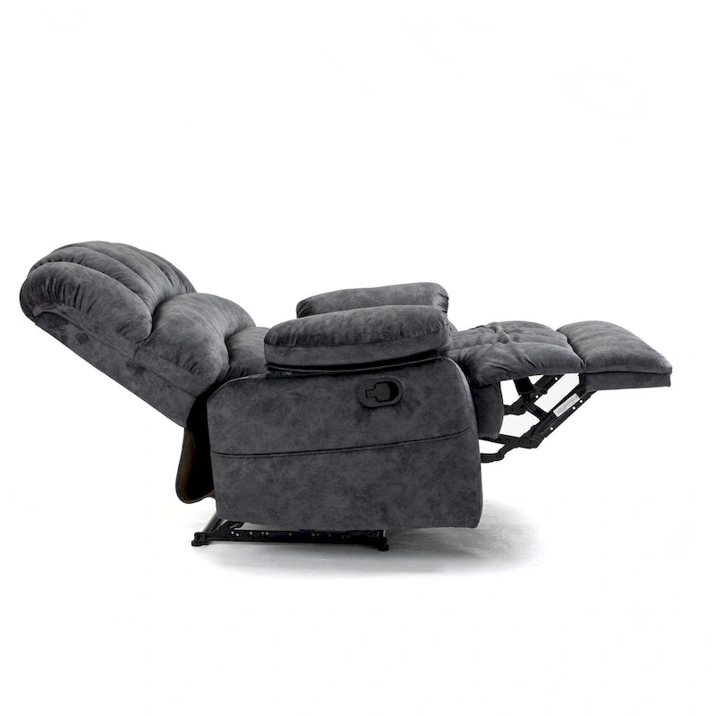 Oversized Manual Recliner Upholstered Fabric Lounge Chair Adjustable Living Room Single Sofa with Side Lever Control