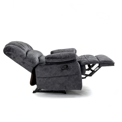 Oversized Manual Recliner Upholstered Fabric Lounge Chair Adjustable Living Room Single Sofa with Side Lever Control