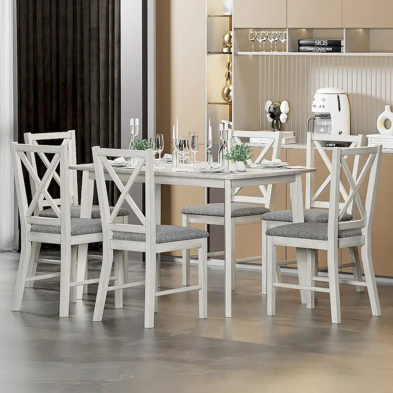 Javlergo Farmhouse Dining Chairs Set of 2/4/6, Kitchen Chairs with Square Back, 100% Solid Wood Legs Side Chairs