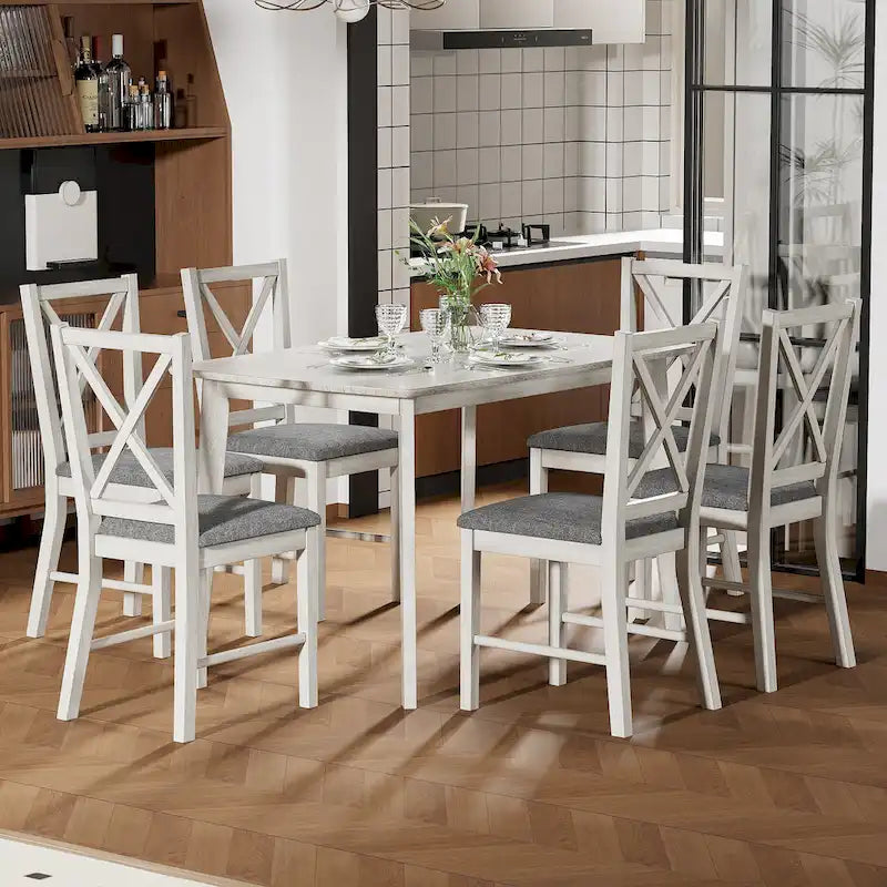 Javlergo Farmhouse Dining Chairs Set of 2/4/6, Kitchen Chairs with Square Back, 100% Solid Wood Legs Side Chairs