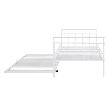 Metal Daybed with Curved Handle Design and Twin Size Trundle for Bedroom
