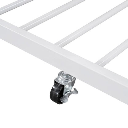 Metal Daybed with Curved Handle Design and Twin Size Trundle for Bedroom