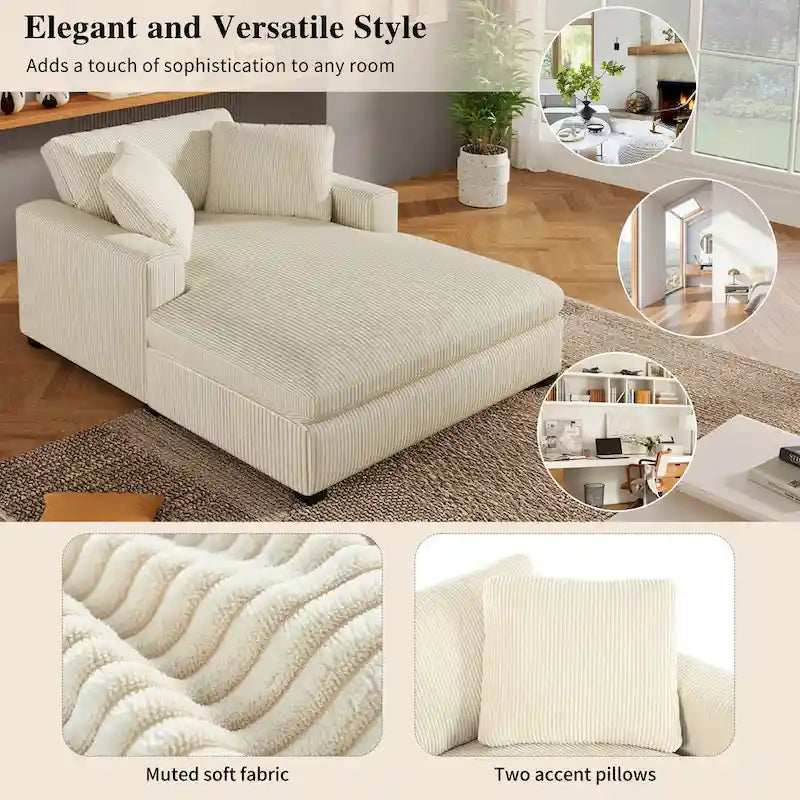 Beige 53.5 Chaise Lounge Chair