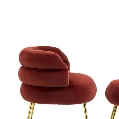 Wine Red Modern 29.13 Upholstered Barrel Chair with Ottoman and Sturdy Metal Frame