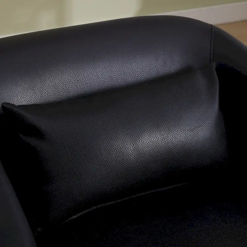 Black PU 31.5 Swivel Barrel Chair with Metal Base