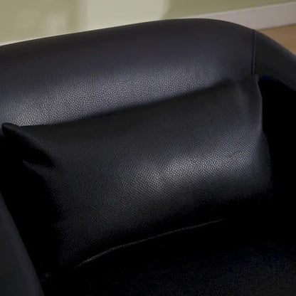 Black PU 31.5 Swivel Barrel Chair with Metal Base