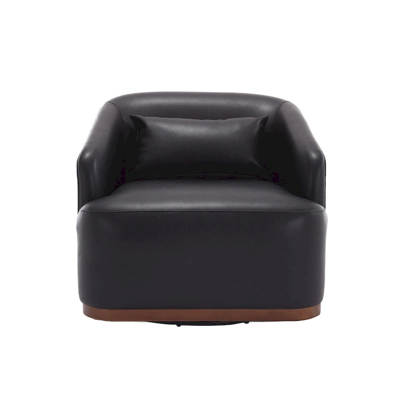 Black PU 31.5 Swivel Barrel Chair with Metal Base