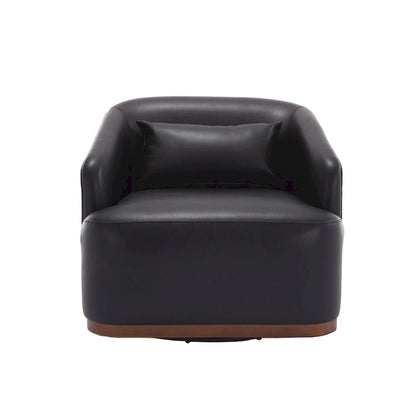 Black PU 31.5 Swivel Barrel Chair with Metal Base
