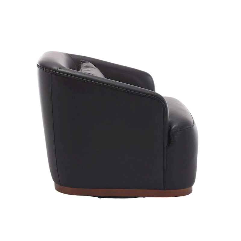 Black PU 31.5 Swivel Barrel Chair with Metal Base
