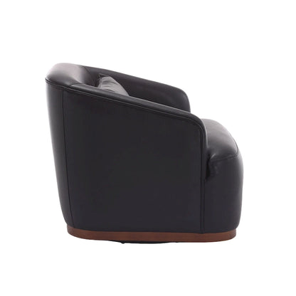 Black PU 31.5 Swivel Barrel Chair with Metal Base