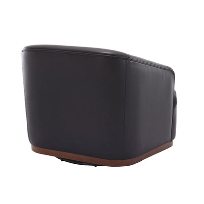 Black PU 31.5 Swivel Barrel Chair with Metal Base