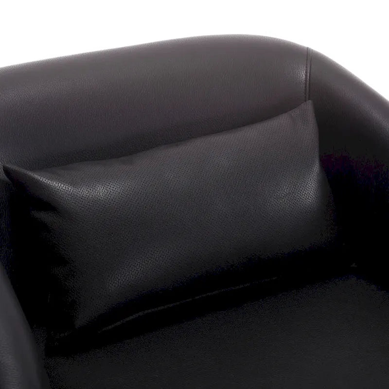 Black PU 31.5 Swivel Barrel Chair with Metal Base