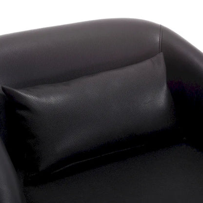 Black PU 31.5 Swivel Barrel Chair with Metal Base