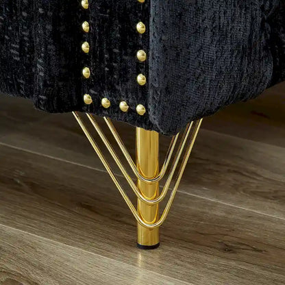 Chenille Tufted Upholstered 3-seater Sofa with Metal Legs