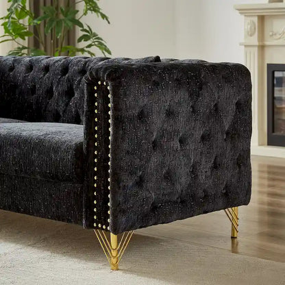 Chenille Tufted Upholstered 3-seater Sofa with Metal Legs
