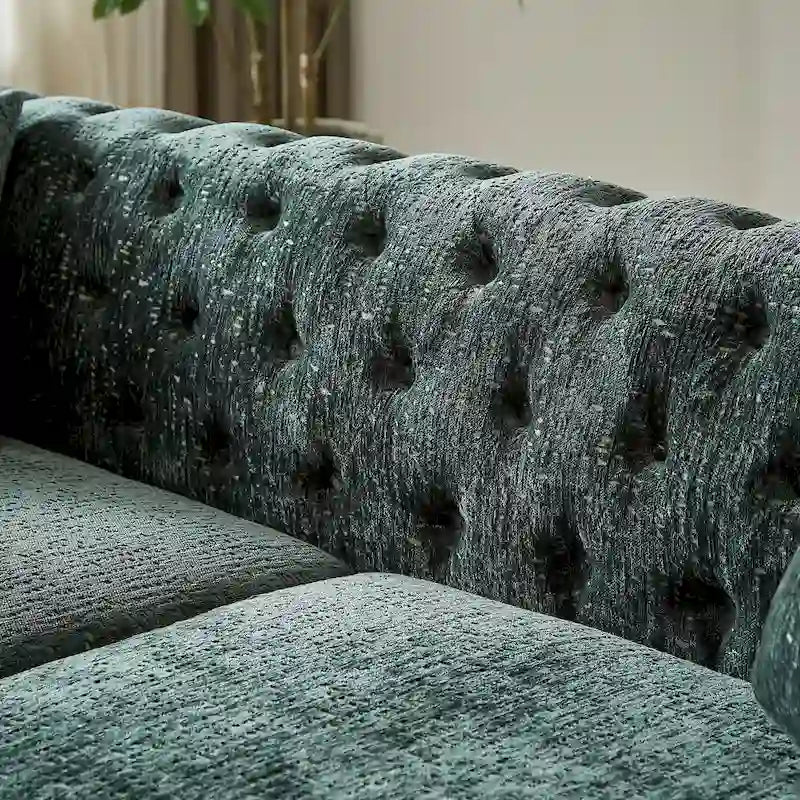 Chenille Tufted Upholstered 3-seater Sofa with Metal Legs