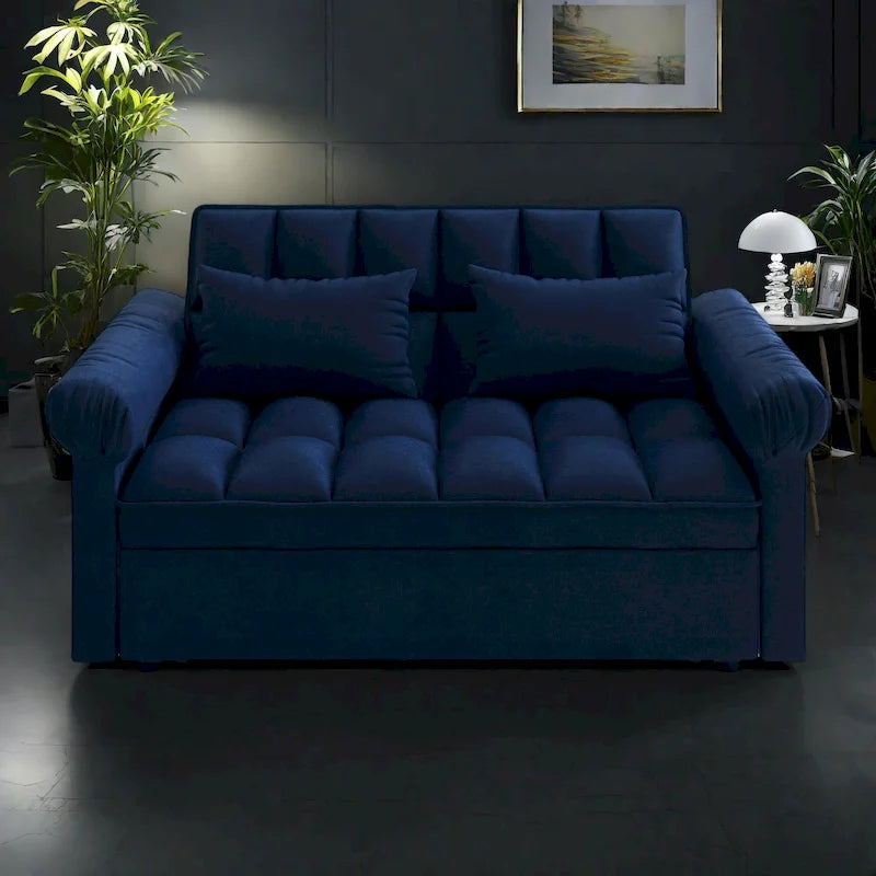 56 Foam 2-Seater Sofa Bed with Pull-Out Sleeper and Adjustable Backrest