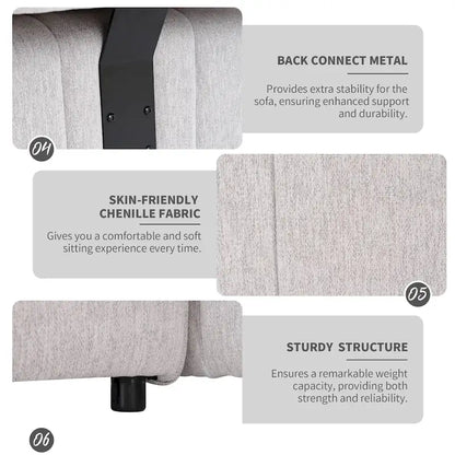 91.73 L-Shaped 4 Seater Sectional Sofa with 2 Hidden Stools, 2 Removable Lumbar Pillows, and Durable Chenille Upholstery