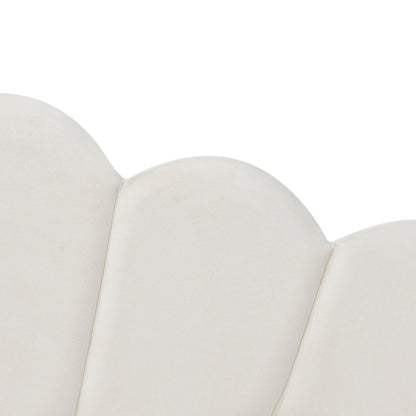 White Full Upholstery Daybed with Shell Shaped Backrest and Trundle