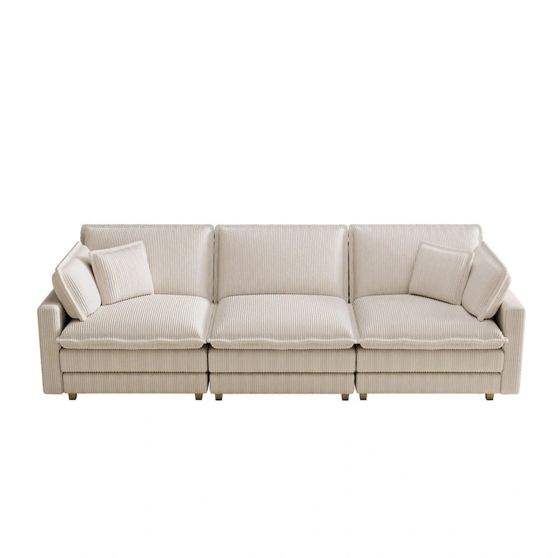 103 Corduroy Modern Classic 4-Seater Sofa with Deep Seat & 4 Pillows