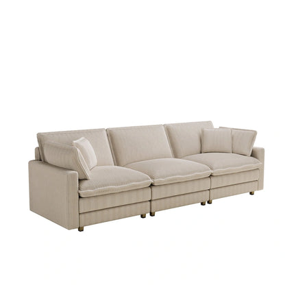 103 Corduroy Modern Classic 4-Seater Sofa with Deep Seat & 4 Pillows