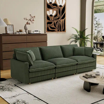 103 Corduroy Modern Classic 4-Seater Sofa with Deep Seat & 4 Pillows