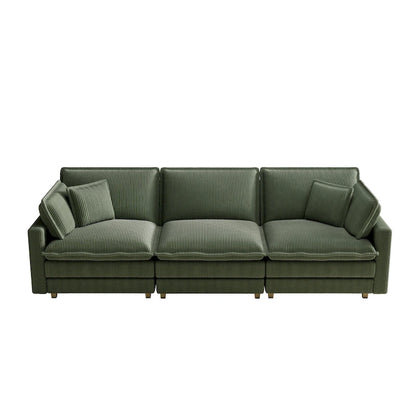 103 Corduroy Modern Classic 4-Seater Sofa with Deep Seat & 4 Pillows